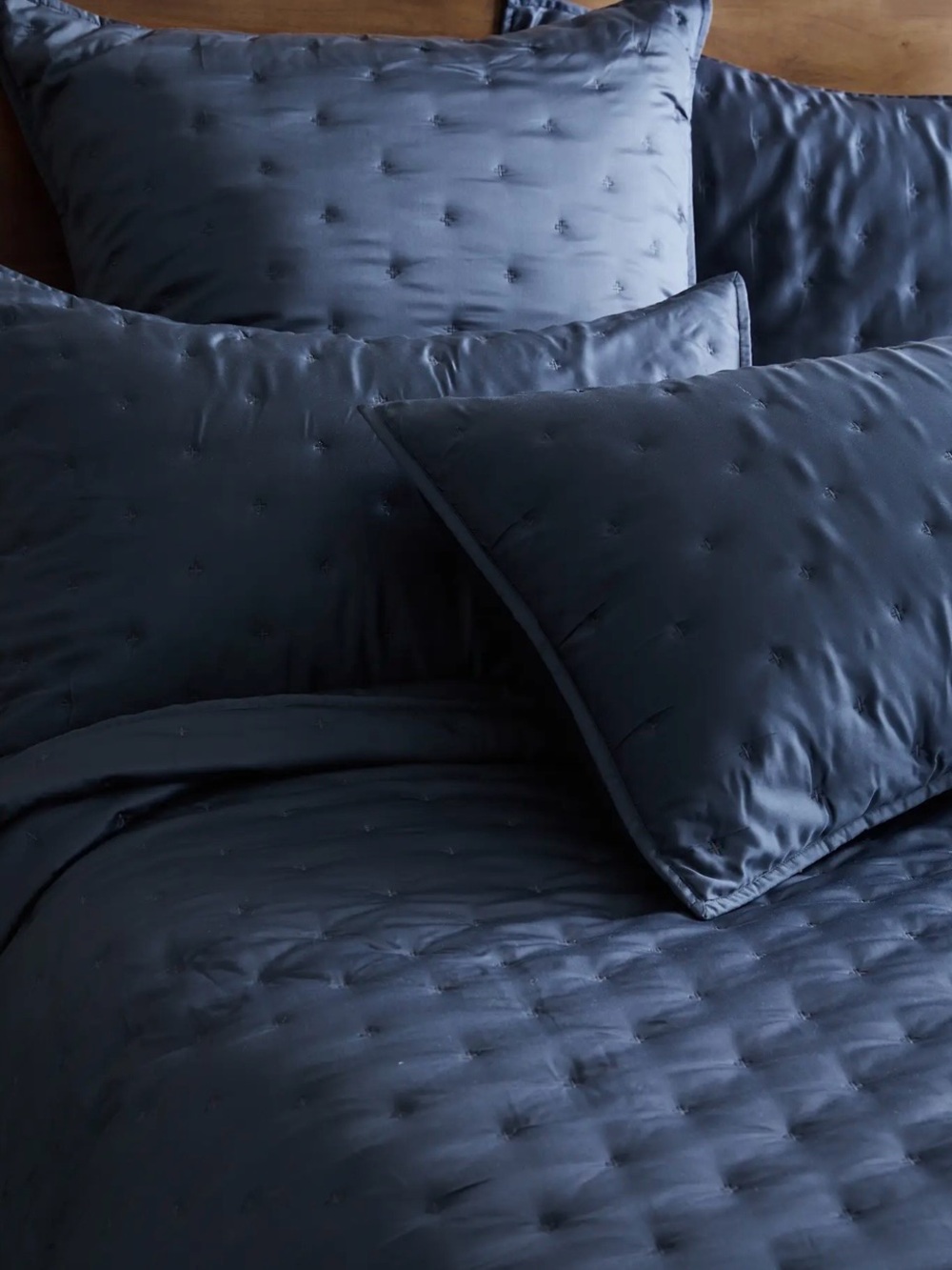 NEW Quince Bamboo Dream Quilted Euro Sham, 26 X 26 (Nightfall) - Picture 2 of 5